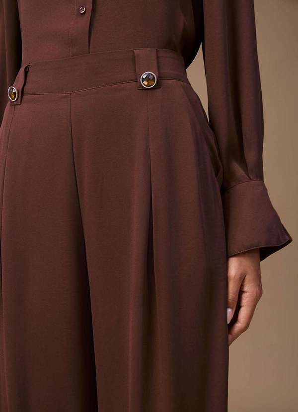 Maria.valentina - Calça Maria.Valentina Pantalona Alta Marrom Marrom 3