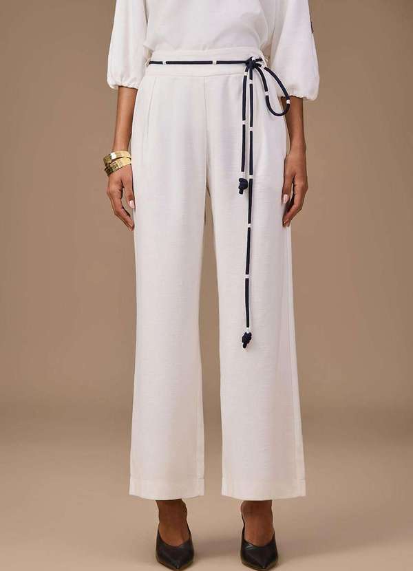 Maria.valentina - Calça Maria.Valentina Pantalona Alta Off White Branco 2