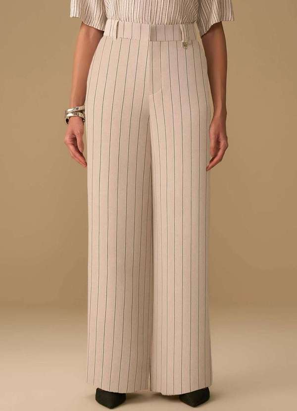 Maria.valentina - Calça Maria.Valentina Pantalona Alta Bege Bege