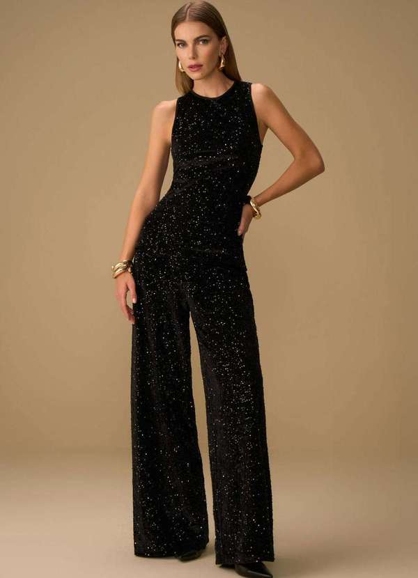 Maria.valentina - Calça Maria.Valentina Pantalona Alta Preto Preto