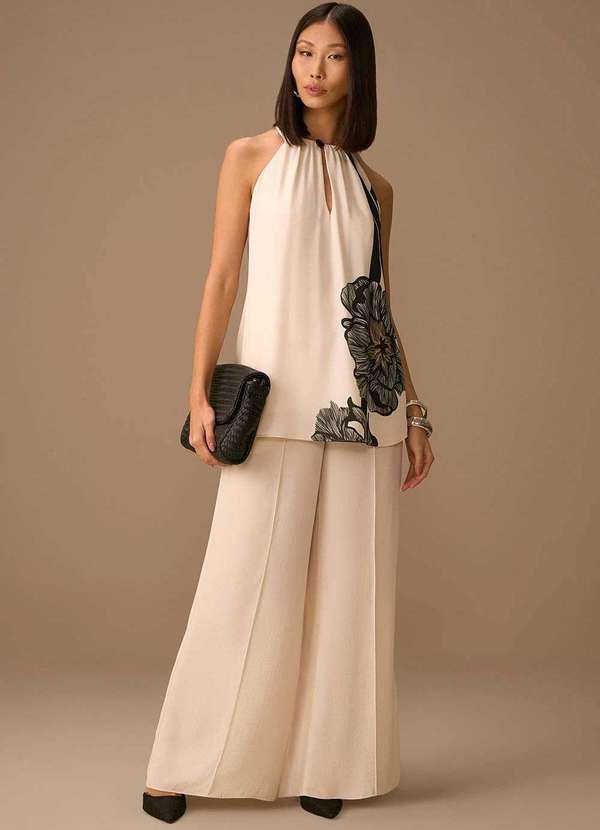 Maria.valentina - Calça Maria.Valentina Pantalona Alta Bege Bege