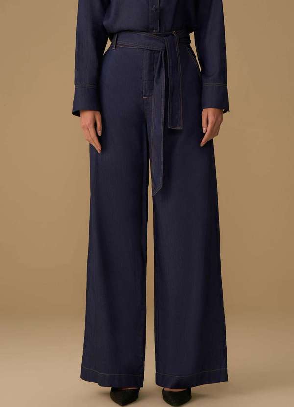 Maria.valentina - Calça Maria.Valentina Pantalona Alta Azul Azul 2