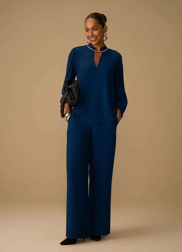 Maria.valentina - Calça Maria.Valentina Pantalona Alta Azul Escuro Azul