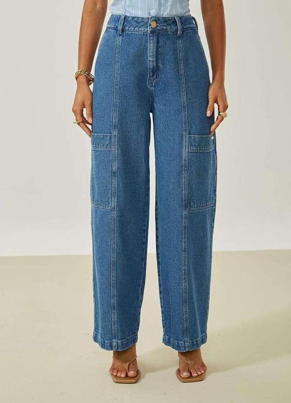 Maria.valentina - Calça Maria.Valentina Pantalona Alta Azul Azul