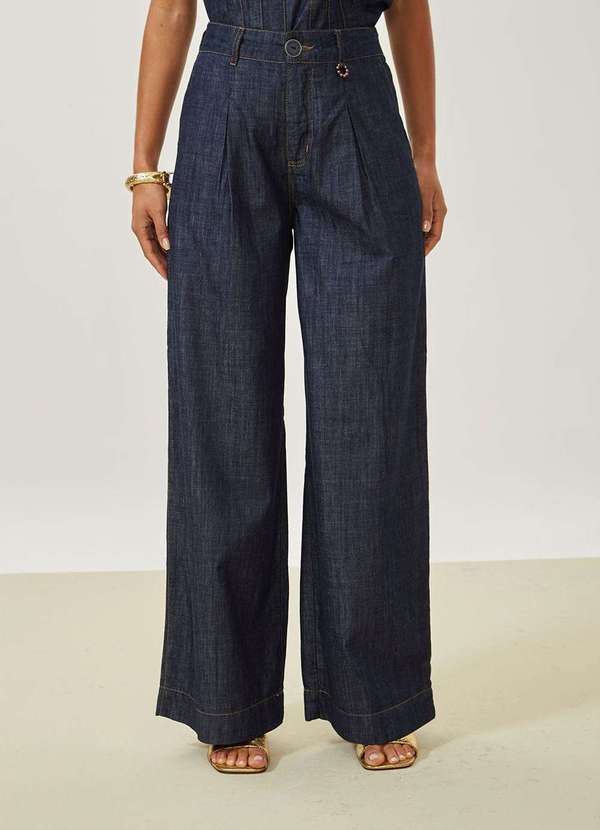 Maria.valentina - Calça Maria.Valentina Pantalona Alta Azul Azul 2