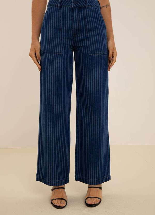 Maria.valentina - Calça Maria.Valentina Pantalona Alta Azul Azul