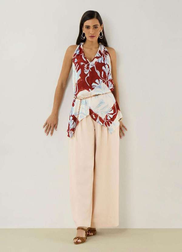 Maria.valentina - Calça Maria.Valentina Pantalona Alta Bege Bege