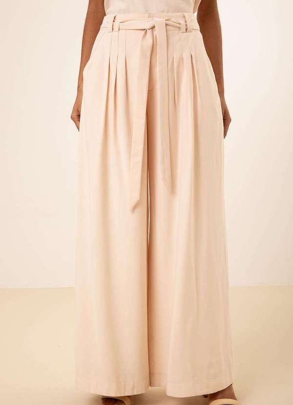 Maria.valentina - Calça Maria.Valentina Pantalona Alta Bege Bege 2