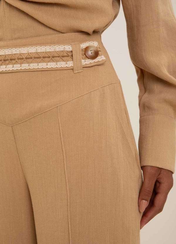 Maria.valentina - Calça Maria.Valentina Pantalona Alta Bege Bege