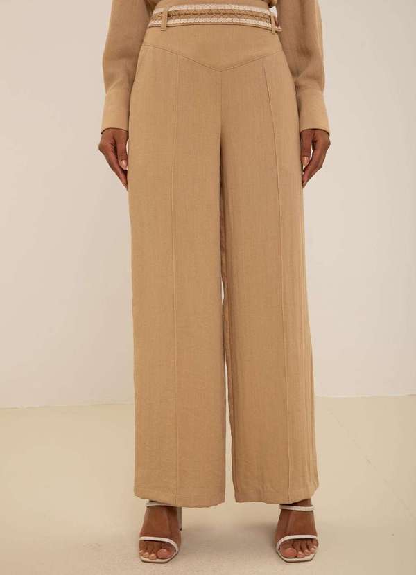 Maria.valentina - Calça Maria.Valentina Pantalona Alta Bege Bege 2