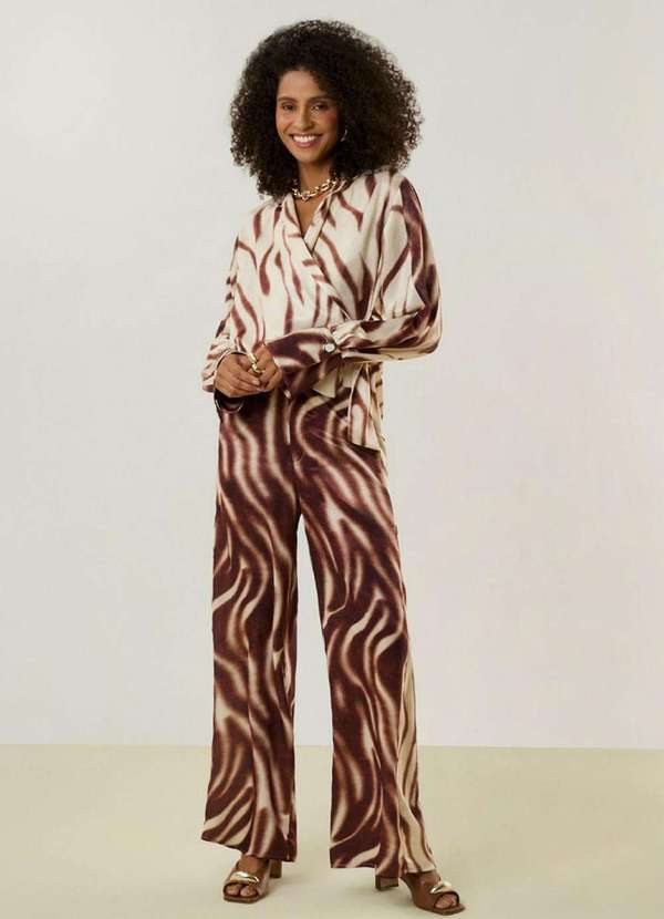 Maria.valentina - Calça Maria.Valentina Pantalona Alta Marrom Marrom 2