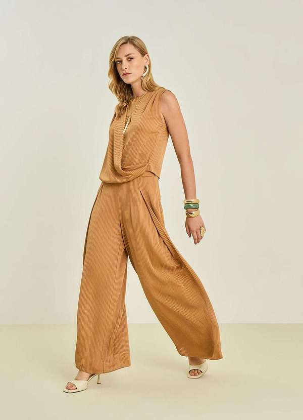 Maria.valentina - Calça Maria.Valentina Pantalona Alta Marrom Marrom