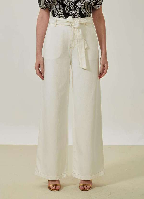 Maria.valentina - Calça Maria.Valentina Pantalona Alta Off White Branco