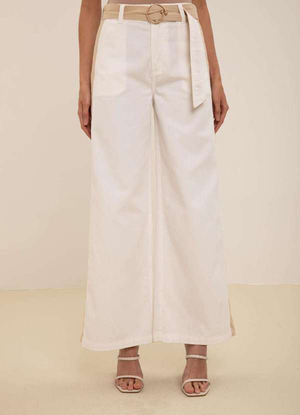 Maria.valentina - Calça Maria.Valentina Pantalona Alta Off White Branco 2