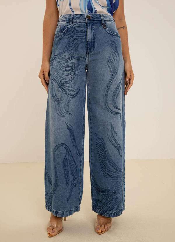 Maria.valentina - Calça Maria.Valentina Pantalona Média Azul Azul