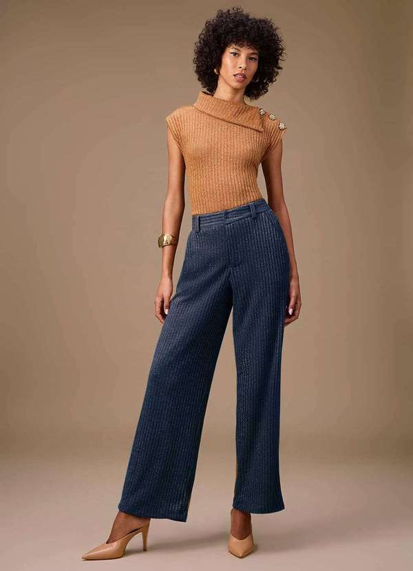 Maria.valentina - Calça Maria.Valentina Reta Alta Azul Escuro Azul