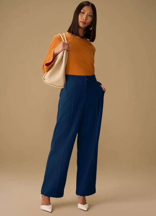 Maria.valentina - Calça Maria.Valentina Reta Alta Azul Escuro Azul 4