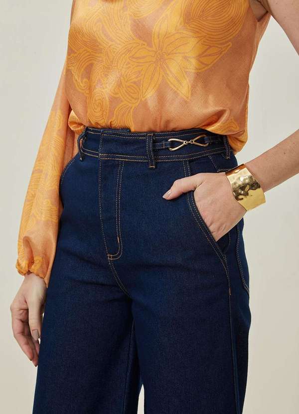 Maria.valentina - Calça Maria.Valentina Reta Alta Azul Azul