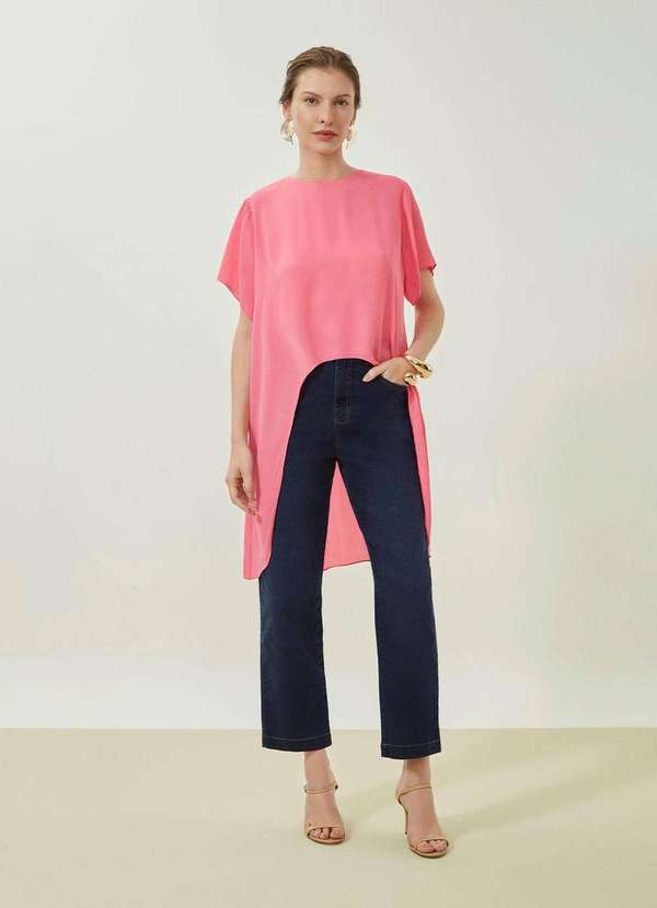 Maria.valentina - Calça Maria.Valentina Reta Alta Azul Azul