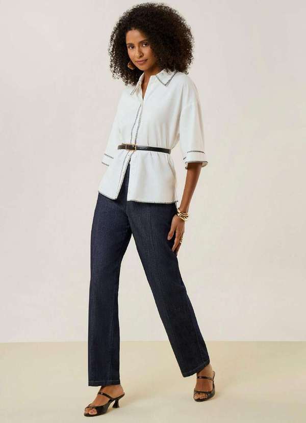 Maria.valentina - Calça Maria.Valentina Reta Alta Azul Azul