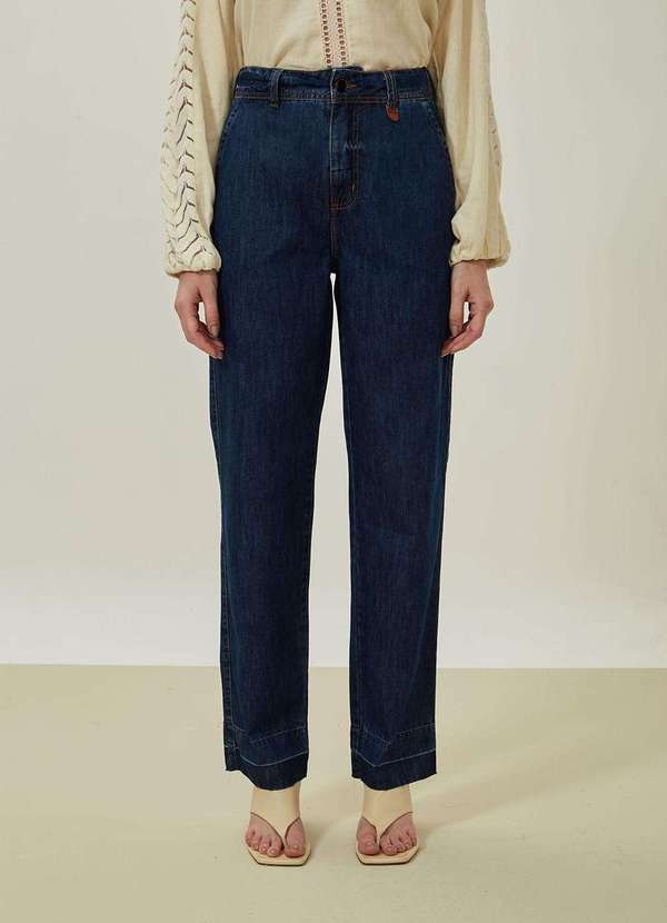 Maria.valentina - Calça Maria.Valentina Reta Alta Azul Azul 3