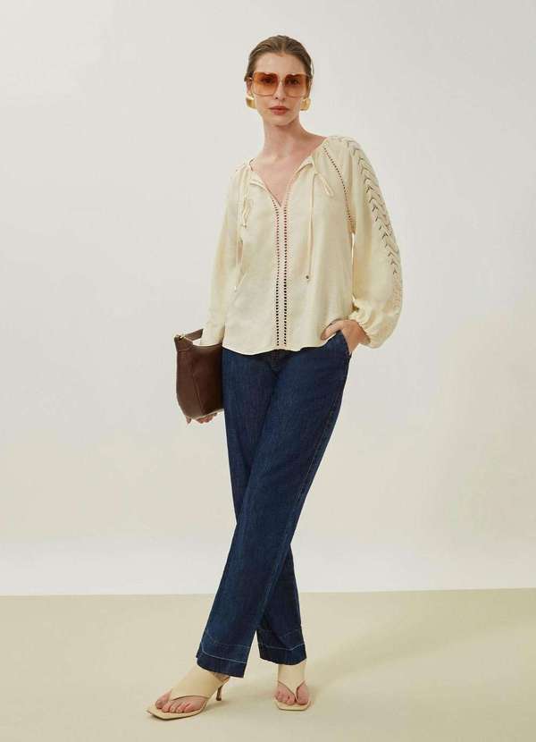 Maria.valentina - Calça Maria.Valentina Reta Alta Azul Azul 4