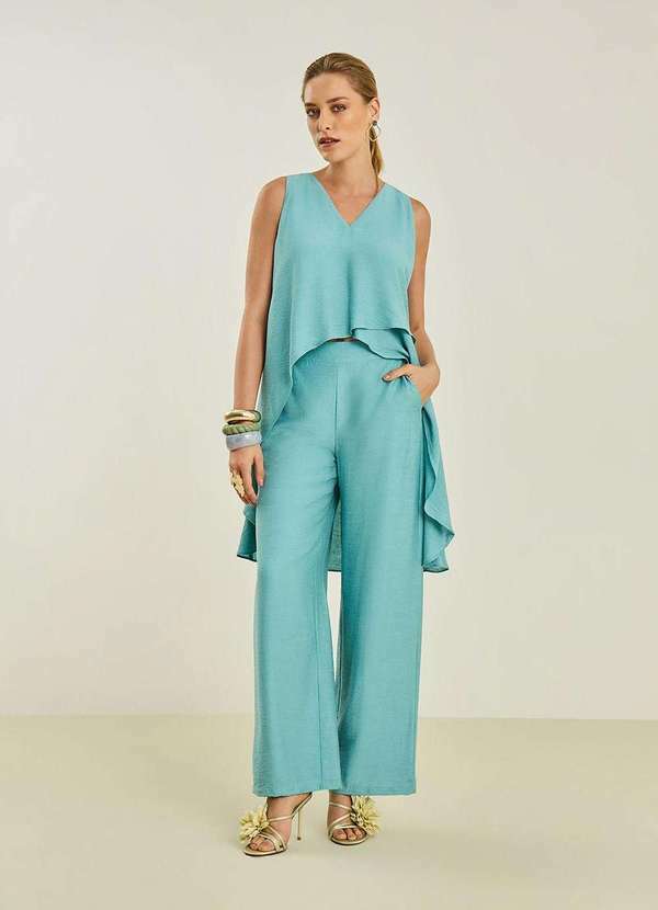 Maria.valentina - Calça Maria.Valentina Reta Alta Azul Azul 4