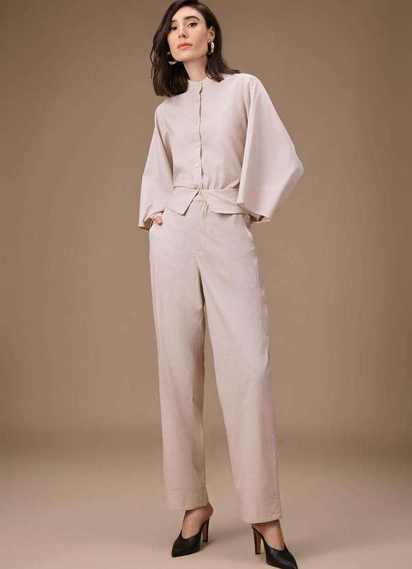 Maria.valentina - Calça Maria.Valentina Reta Alta Bege Bege