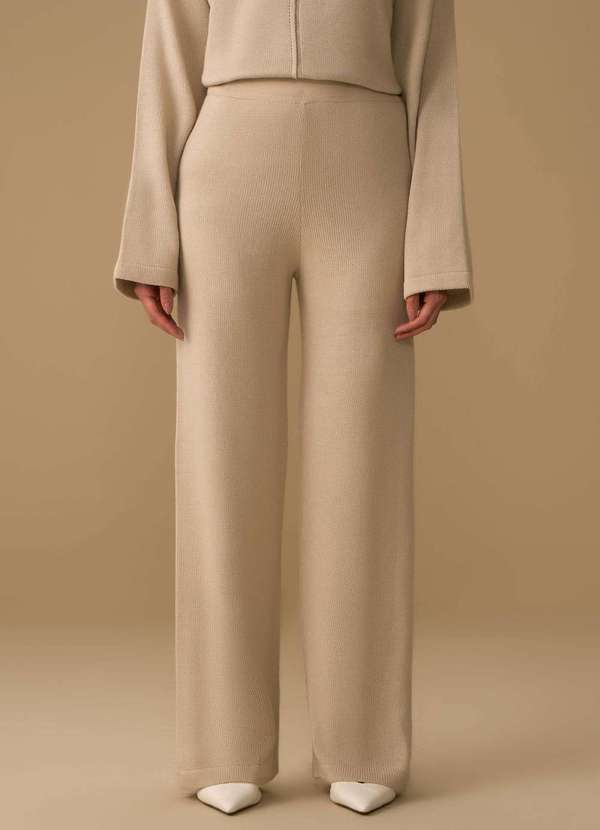 Maria.valentina - Calça Maria.Valentina Reta Alta Bege Bege 3