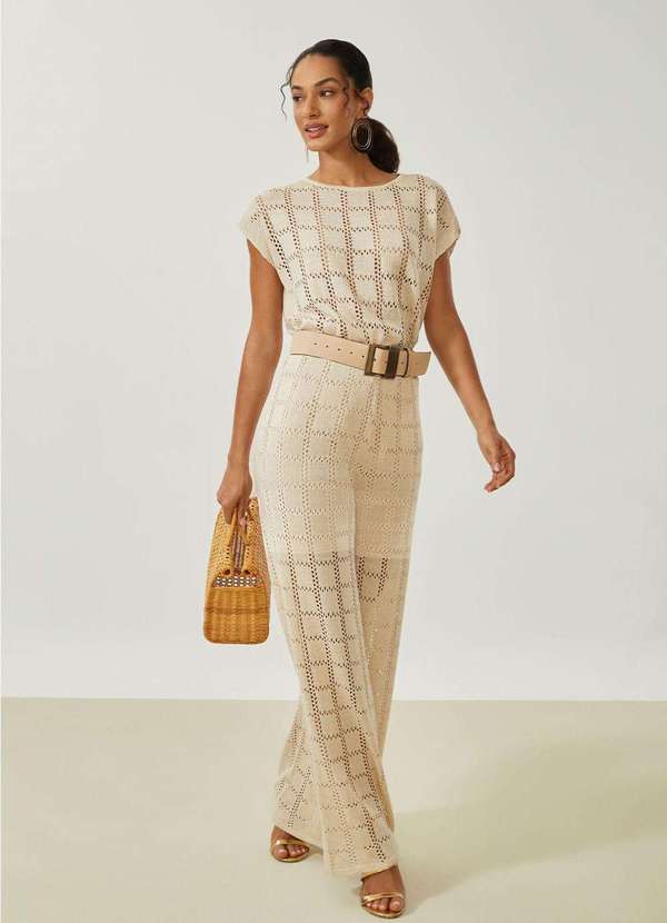 Maria.valentina - Calça Maria.Valentina Reta Alta Bege Bege