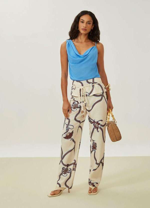 Maria.valentina - Calça Maria.Valentina Reta Alta Bege Bege