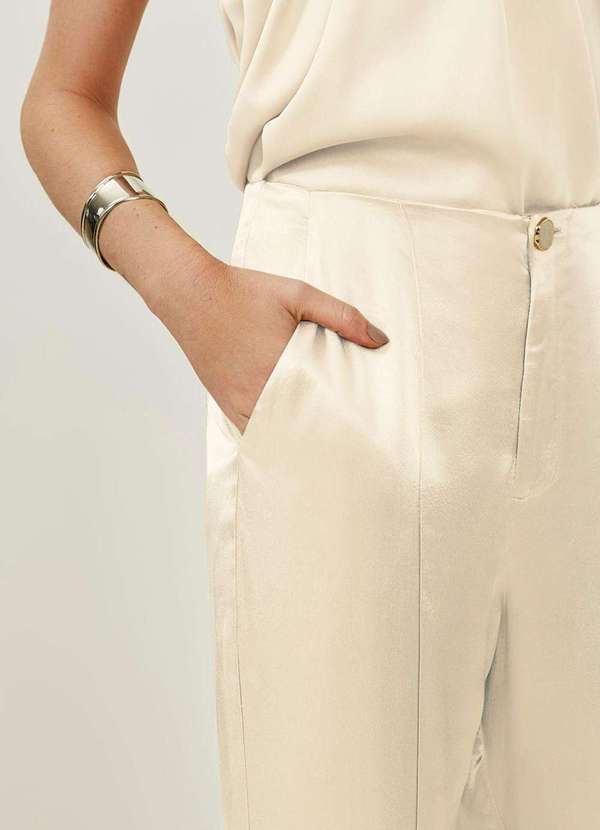 Maria.valentina - Calça Maria.Valentina Reta Alta Bege Bege 3
