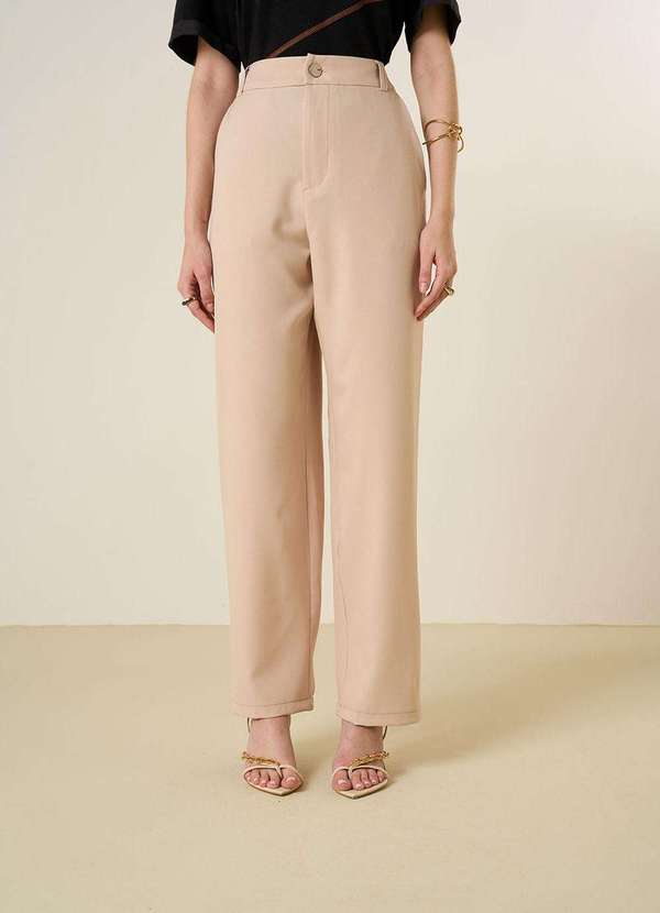 Maria.valentina - Calça Maria.Valentina Reta Alta Bege Bege
