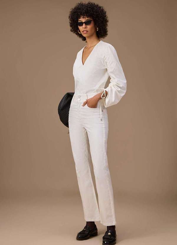 Maria.valentina - Calça Maria.Valentina Reta Alta Branco Branco