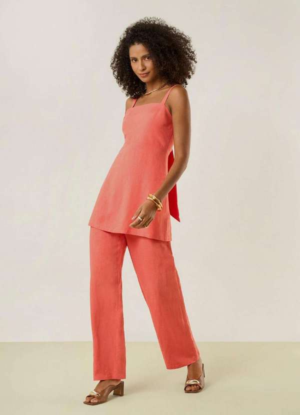 Maria.valentina - Calça Maria.Valentina Reta Alta Laranja Laranja 2