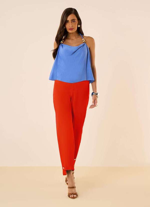 Maria.valentina - Calça Maria.Valentina Reta Alta Laranja Laranja