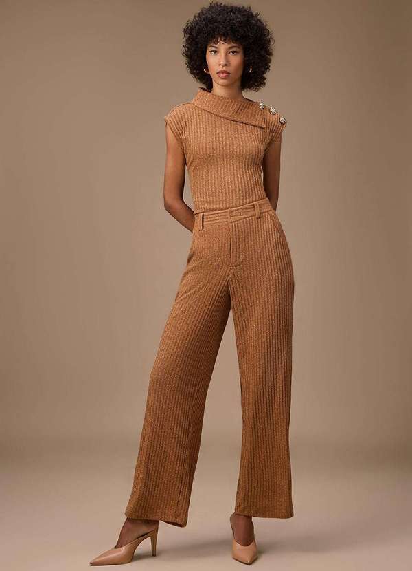 Maria.valentina - Calça Maria.Valentina Reta Alta Marrom Marrom