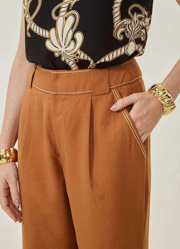 Maria.valentina - Calça Maria.Valentina Reta Alta Marrom Marrom 3