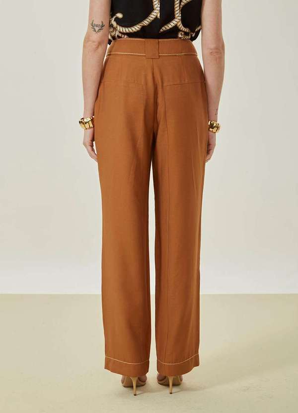 Maria.valentina - Calça Maria.Valentina Reta Alta Marrom Marrom 4