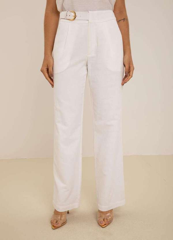 Maria.valentina - Calça Maria.Valentina Reta Alta Off White Branco 3