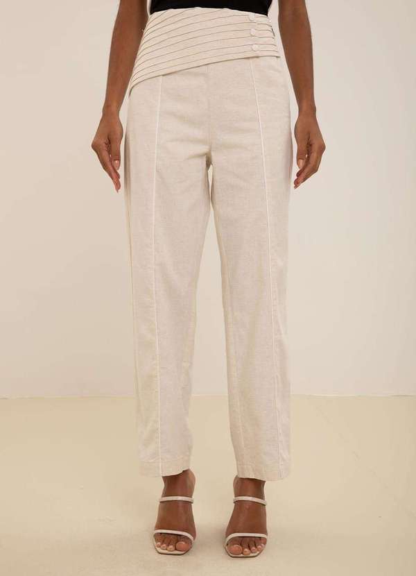 Maria.valentina - Calça Maria.Valentina Reta Alta Off White Branco 2