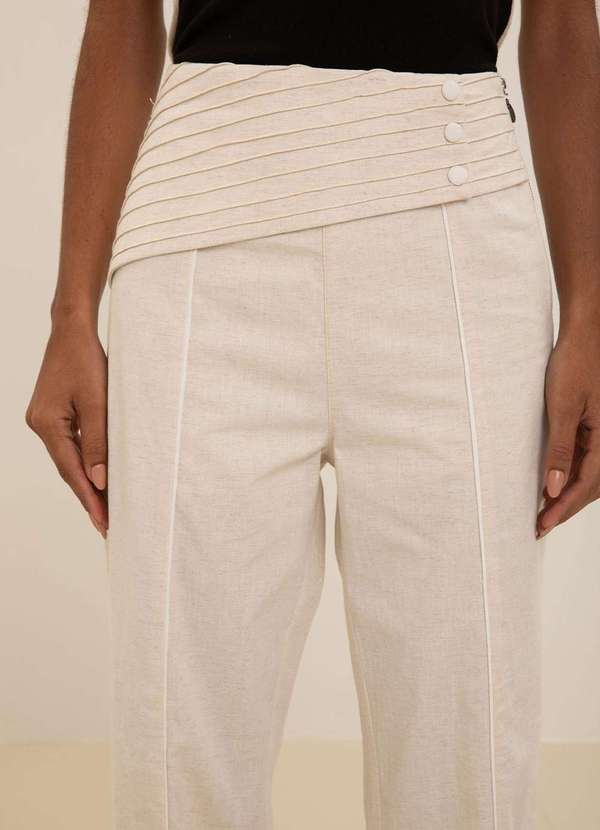 Maria.valentina - Calça Maria.Valentina Reta Alta Off White Branco 3