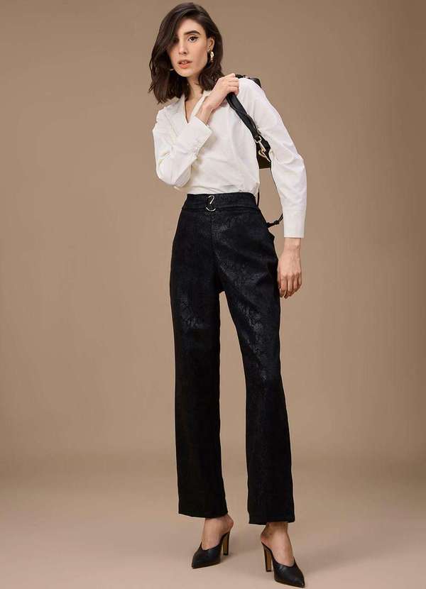 Maria.valentina - Calça Maria.Valentina Reta Alta Preto Preto