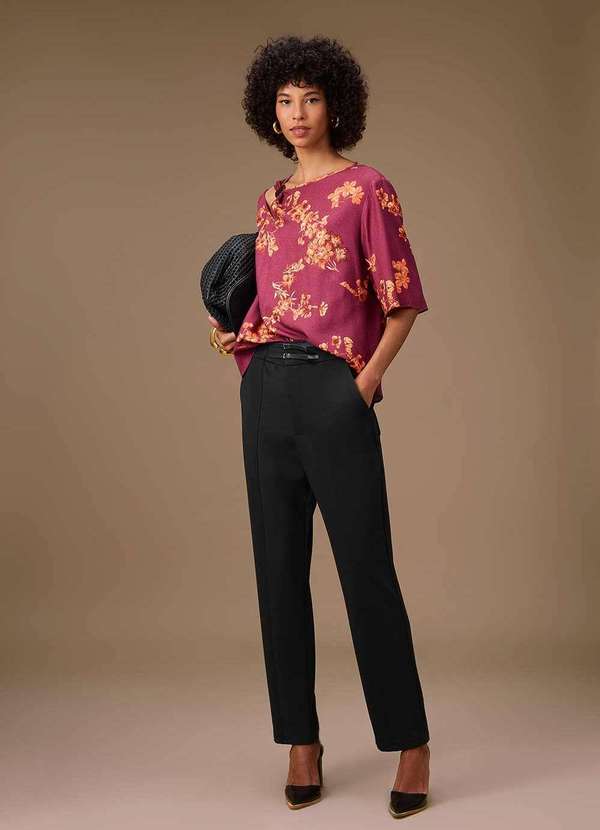 Maria.valentina - Calça Maria.Valentina Reta Alta Preto Preto