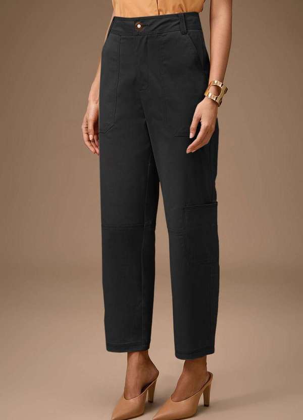 Maria.valentina - Calça Maria.Valentina Reta Alta Preto Preto