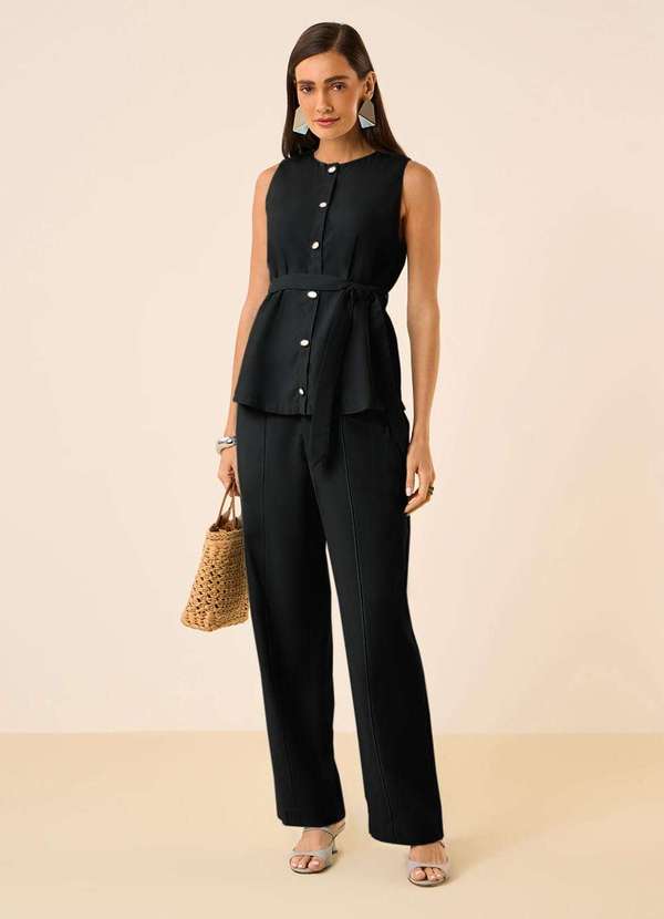 Maria.valentina - Calça Maria.Valentina Reta Alta Preto Preto 2