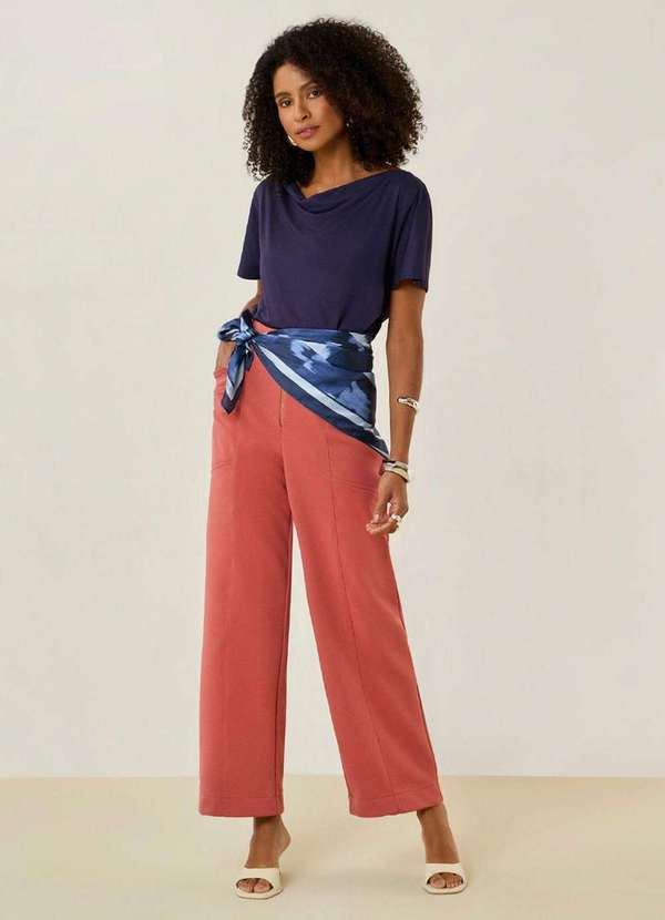 Maria.valentina - Calça Maria.Valentina Reta Alta Rosa Rosa 2