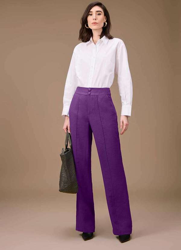 Maria.valentina - Calça Maria.Valentina Reta Alta Roxo Roxo