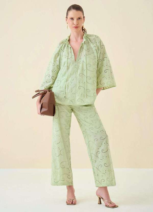 Maria.valentina - Calça Maria.Valentina Reta Alta Verde Verde