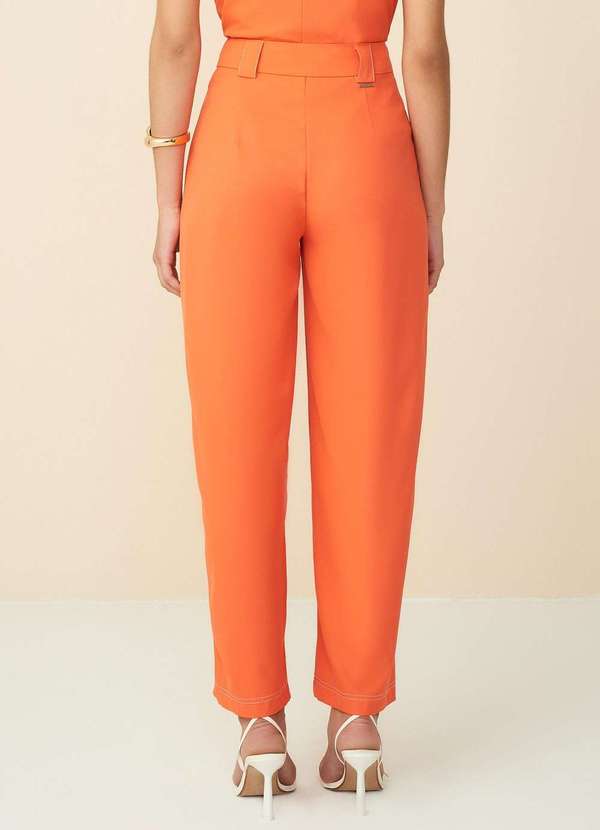 Maria.valentina - Calça Maria.Valentina Reta Cós Alfaiataria Detalhe Bolso Laranja Laranja 4
